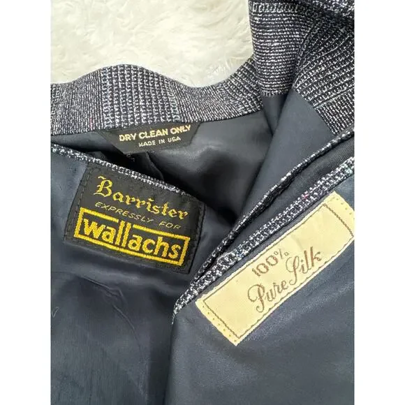 Vintage Barrister for Wallachs Pure Silk Tweed Blazer Made in USA large
